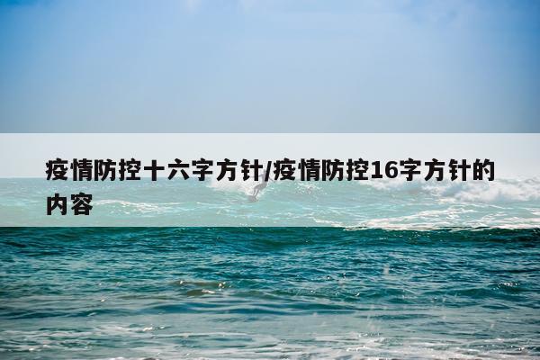 疫情防控十六字方针/疫情防控16字方针的内容