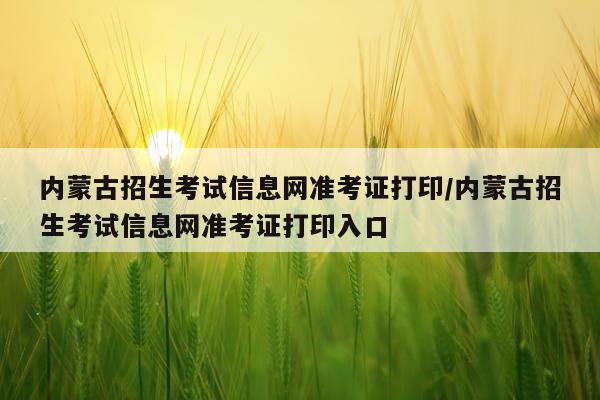 内蒙古招生考试信息网准考证打印/内蒙古招生考试信息网准考证打印入口