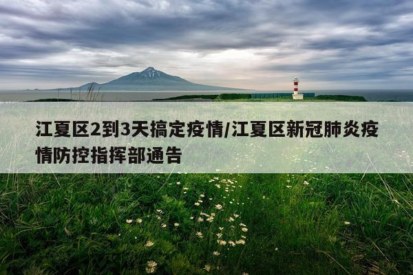 江夏区2到3天搞定疫情/江夏区新冠肺炎疫情防控指挥部通告
