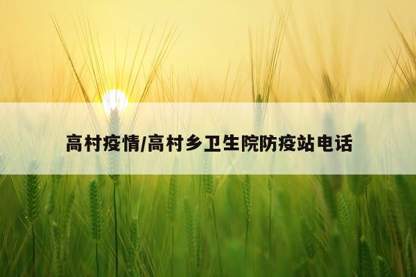 高村疫情/高村乡卫生院防疫站电话