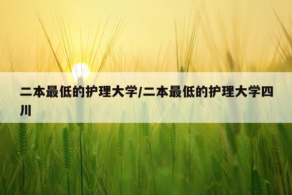 二本最低的护理大学/二本最低的护理大学四川