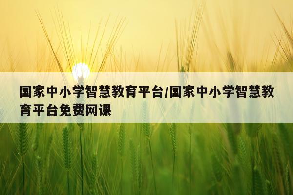 国家中小学智慧教育平台/国家中小学智慧教育平台免费网课