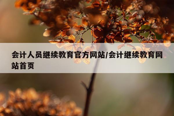 会计人员继续教育官方网站/会计继续教育网站首页
