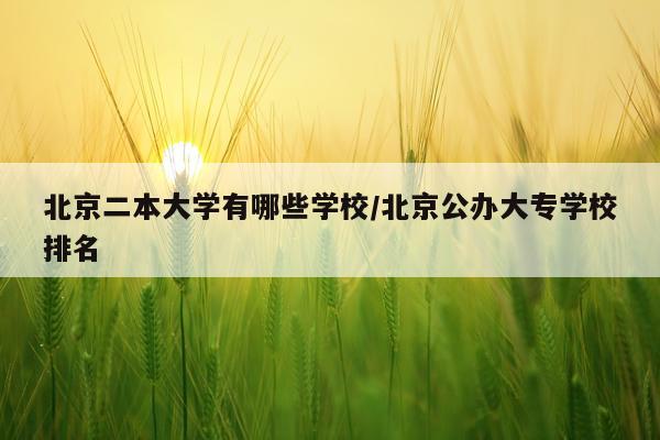 北京二本大学有哪些学校/北京公办大专学校排名