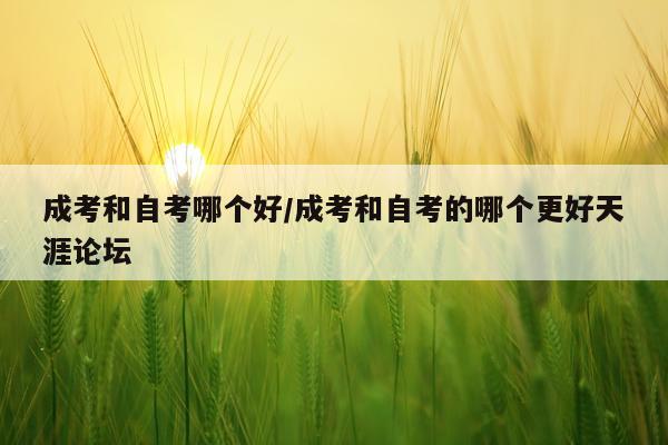 成考和自考哪个好/成考和自考的哪个更好天涯论坛