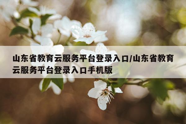 山东省教育云服务平台登录入口/山东省教育云服务平台登录入口手机版