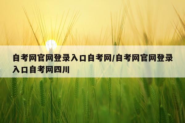 自考网官网登录入口自考网/自考网官网登录入口自考网四川