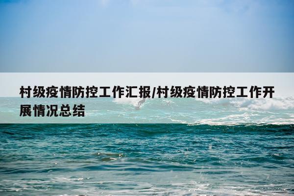 村级疫情防控工作汇报/村级疫情防控工作开展情况总结