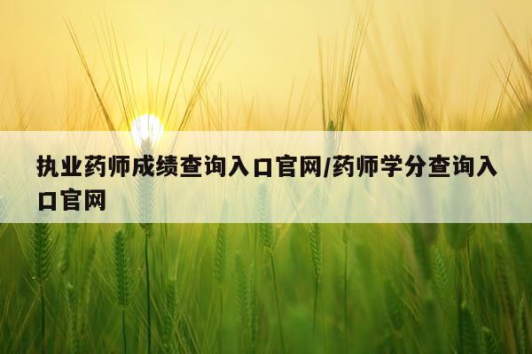 执业药师成绩查询入口官网/药师学分查询入口官网