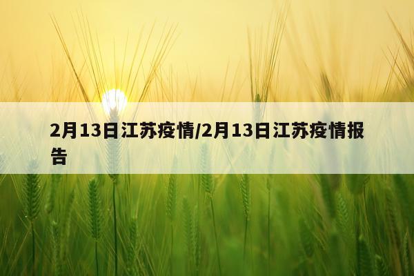 2月13日江苏疫情/2月13日江苏疫情报告