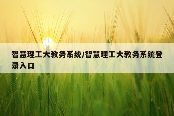 智慧理工大教务系统/智慧理工大教务系统登录入口