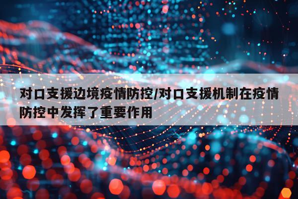 对口支援边境疫情防控/对口支援机制在疫情防控中发挥了重要作用