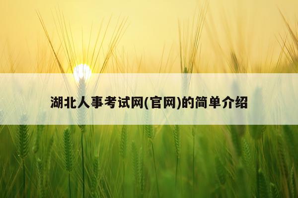 湖北人事考试网(官网)的简单介绍