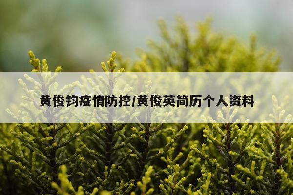 黄俊钧疫情防控/黄俊英简历个人资料