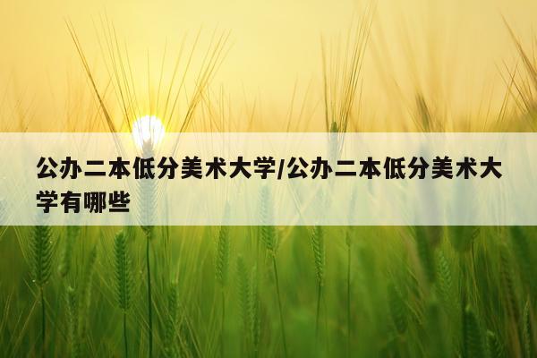 公办二本低分美术大学/公办二本低分美术大学有哪些