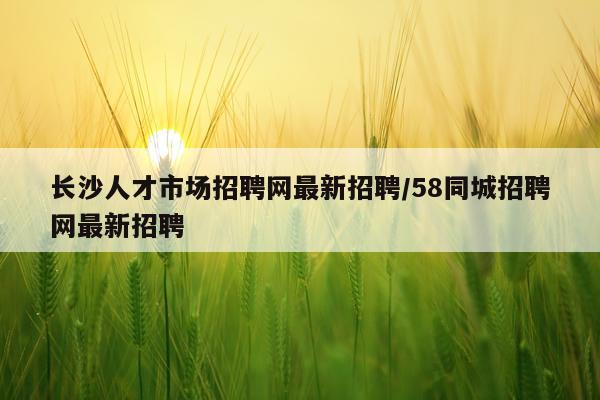 长沙人才市场招聘网最新招聘/58同城招聘网最新招聘