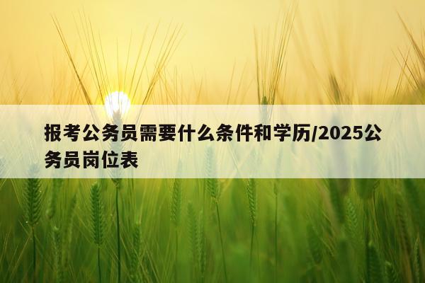 报考公务员需要什么条件和学历/2025公务员岗位表