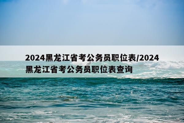 2024黑龙江省考公务员职位表/2024黑龙江省考公务员职位表查询