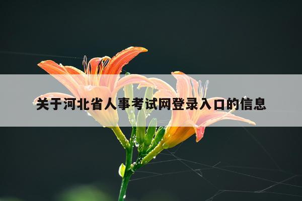 关于河北省人事考试网登录入口的信息