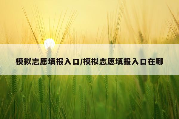 模拟志愿填报入口/模拟志愿填报入口在哪