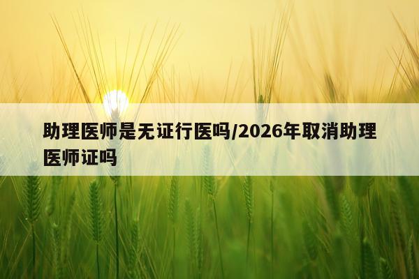 助理医师是无证行医吗/2026年取消助理医师证吗