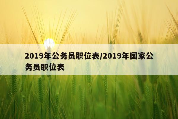 2019年公务员职位表/2019年国家公务员职位表