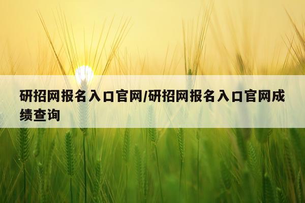 研招网报名入口官网/研招网报名入口官网成绩查询