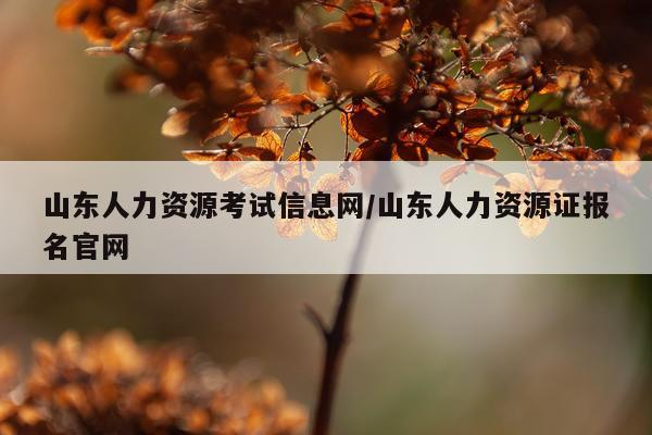 山东人力资源考试信息网/山东人力资源证报名官网