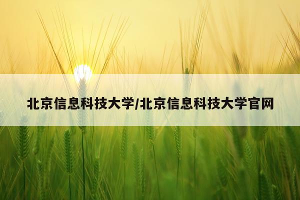 北京信息科技大学/北京信息科技大学官网