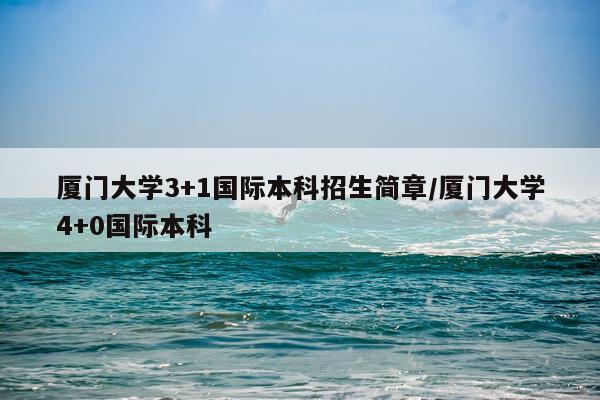 厦门大学3+1国际本科招生简章/厦门大学4+0国际本科