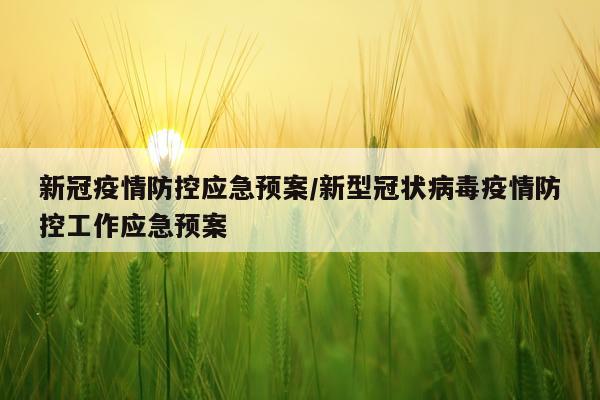 新冠疫情防控应急预案/新型冠状病毒疫情防控工作应急预案