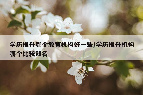 学历提升哪个教育机构好一些/学历提升机构哪个比较知名