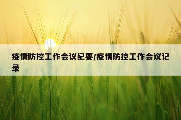 疫情防控工作会议纪要/疫情防控工作会议记录