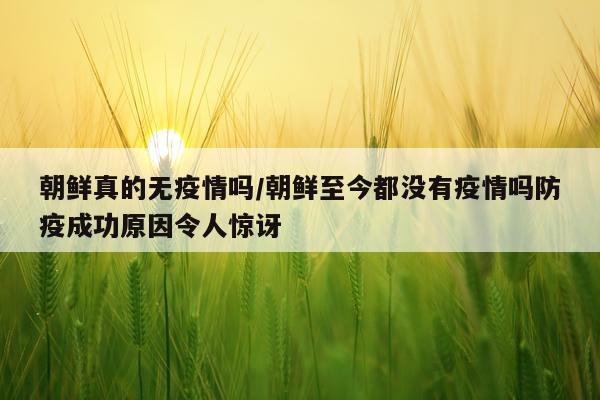 朝鲜真的无疫情吗/朝鲜至今都没有疫情吗防疫成功原因令人惊讶