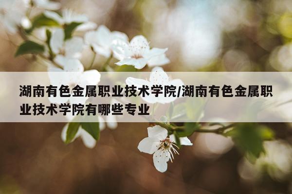 湖南有色金属职业技术学院/湖南有色金属职业技术学院有哪些专业