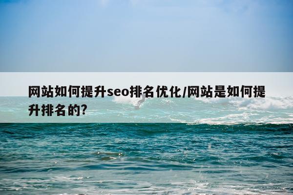 网站如何提升seo排名优化/网站是如何提升排名的?