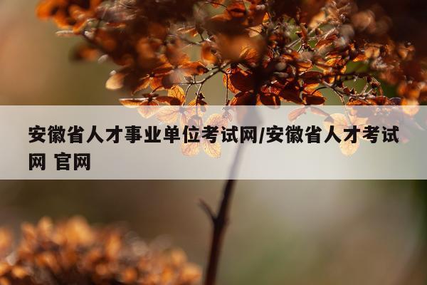 安徽省人才事业单位考试网/安徽省人才考试网 官网