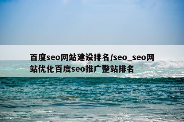 百度seo网站建设排名/seo_seo网站优化百度seo推广整站排名