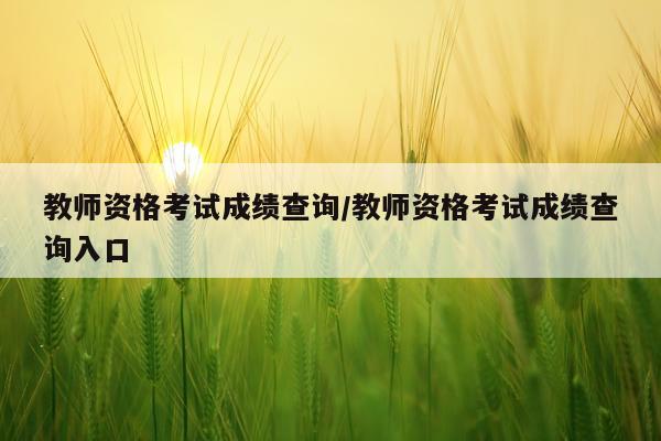 教师资格考试成绩查询/教师资格考试成绩查询入口