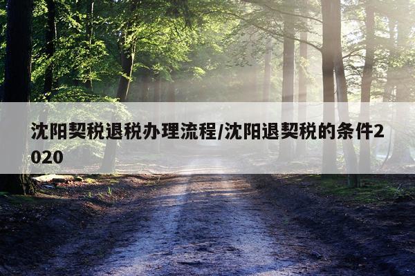 沈阳契税退税办理流程/沈阳退契税的条件2020