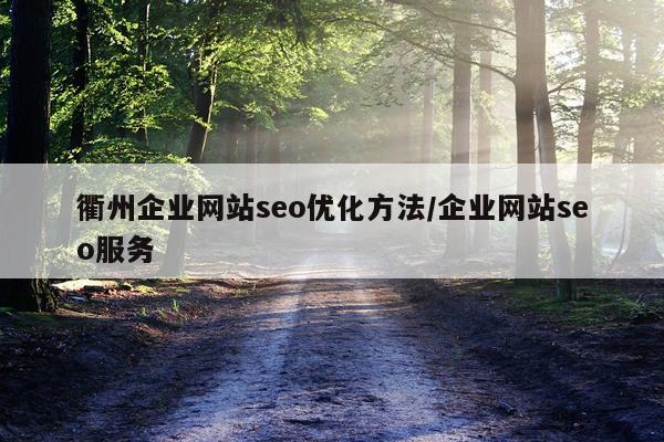 衢州企业网站seo优化方法/企业网站seo服务