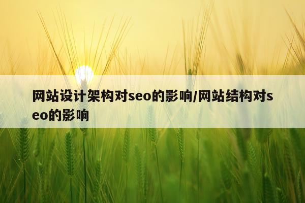 网站设计架构对seo的影响/网站结构对seo的影响