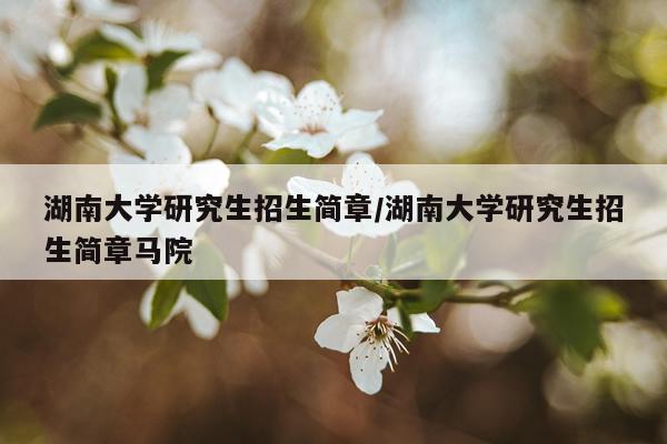 湖南大学研究生招生简章/湖南大学研究生招生简章马院