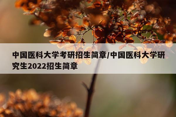 中国医科大学考研招生简章/中国医科大学研究生2022招生简章