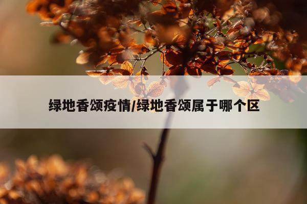 绿地香颂疫情/绿地香颂属于哪个区