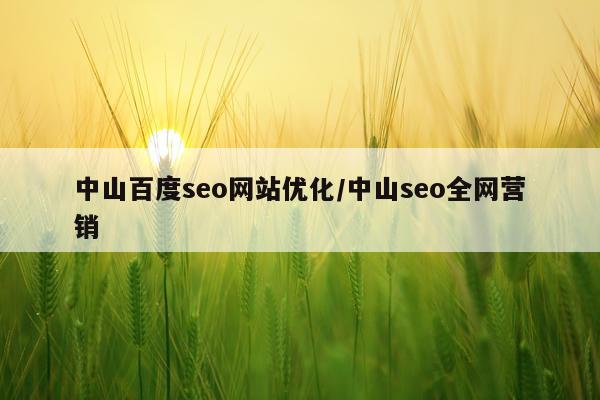 中山百度seo网站优化/中山seo全网营销