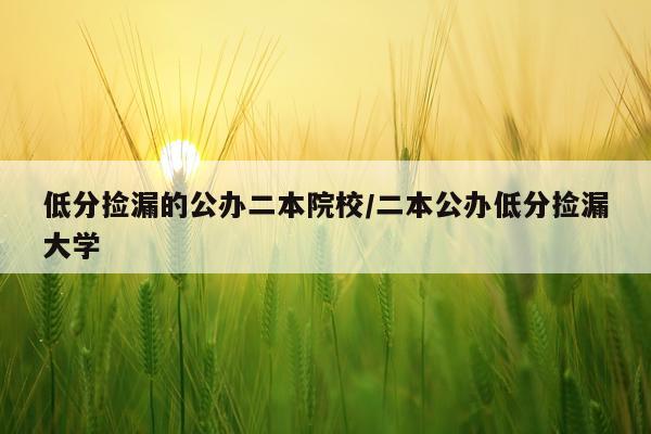 低分捡漏的公办二本院校/二本公办低分捡漏大学