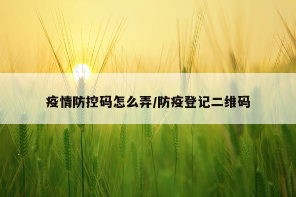 疫情防控码怎么弄/防疫登记二维码