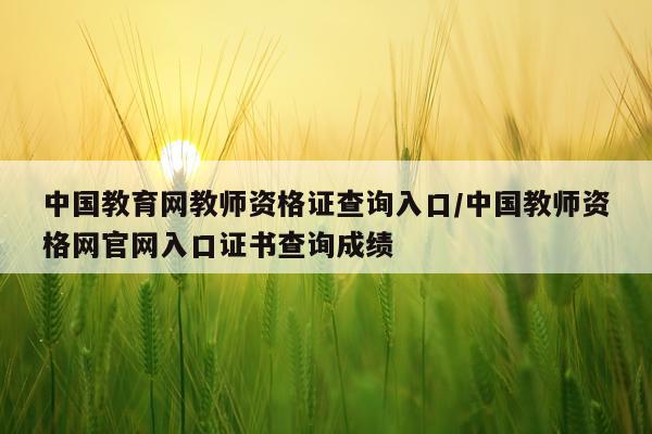中国教育网教师资格证查询入口/中国教师资格网官网入口证书查询成绩