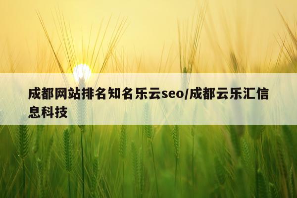 成都网站排名知名乐云seo/成都云乐汇信息科技